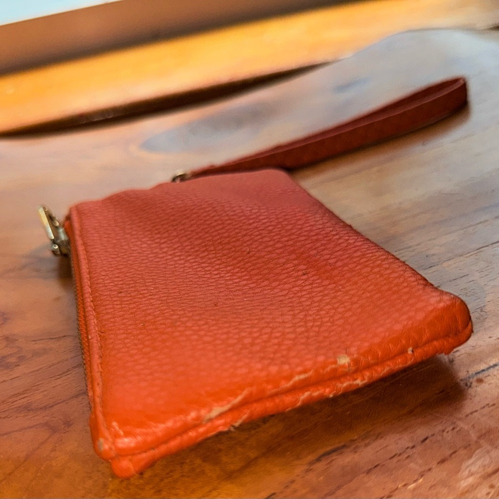 Marc by Marc Jacobs Bright Neon Orange Pebble Leather Small Monogramed Wallet - Picture 15 of 16